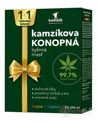 Cemio Kamzíkova konopná masť 1+1 hrejivá + chladivá 2x200 ml, 1x1 set