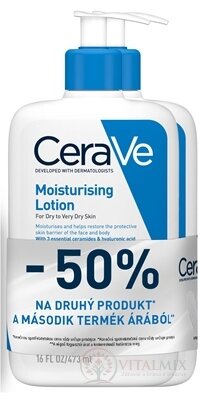 CeraVe HYDRATAČNÉ MLIEKO DUOPACK na suchú až veľmi suchú pokožku (50 % zľava na 2. produkt) 2x473 ml