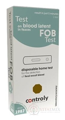 Controly Test OKULTNÉ KRVÁCANIE, FOB test súprava na samodiagnostický test zo vzorky stolice 1x1 ks