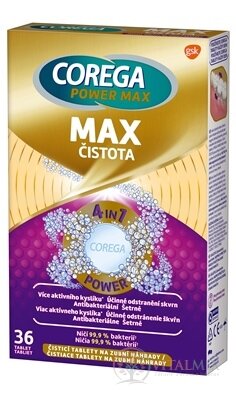 COREGA POWER MAX MAX ČISTOTA antibakteriálne čistiace tablety 1x36 ks