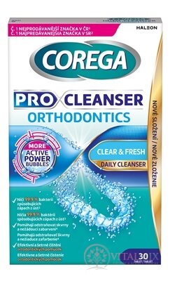 COREGA PRO CLEANSER ORTHODONTICS antibakteriálne čistiace tablety 1x30 ks