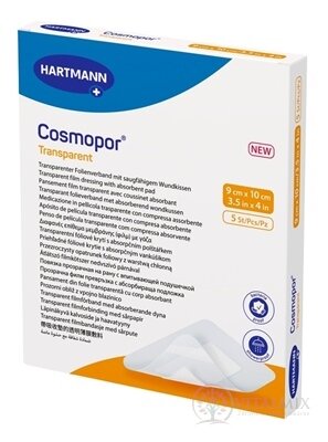 Cosmopor transparent priehľadné fóliové krytie na rany sterilné (9x10 cm) 1x5 ks