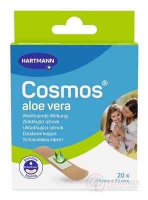 Cosmos aloe vera vodeodolná náplasť na rany, stripy (19 x72 mm) 1x20 ks