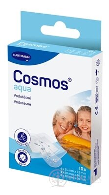 Cosmos Aqua vodotesná priehľadná náplasť na rany, 3 veľkosti (inov.2025) 1x10 ks
