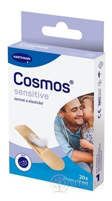 Cosmos Sensitive jemná elastická náplasť na rany, (19 mm x 72 mm) (inov.2025) 1x20 ks