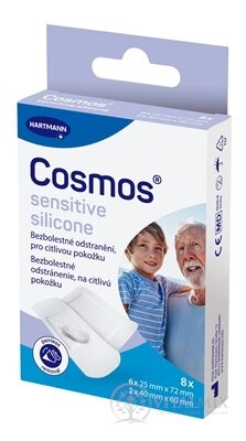 Cosmos Sensitive Silicone náplasť na rany na citlivú pokožku, 2 veľkosti (inov.2025) 1x8 ks