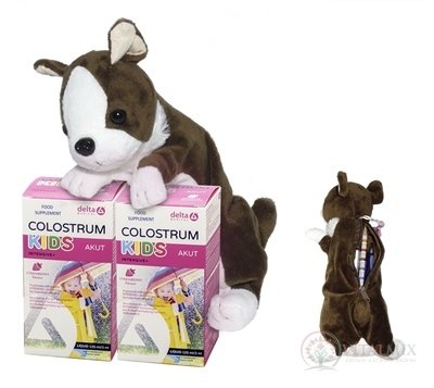 DELTA COLOSTRUM sirup JAHODA KIDS DUO + darček 2x125 ml + plyšový psík, 1x1 set