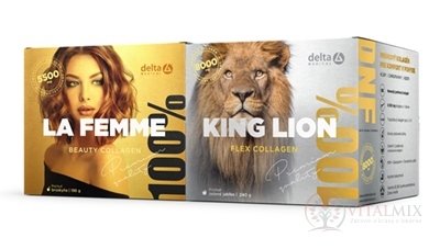 DELTA LA FEMME&KING LION COLLAGEN Partner. balíček prášok na prípravu nápoja, rozpustný kolagén, 196 g + 240 g, 1x1 set