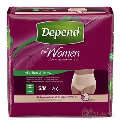 DEPEND SUPER S/M pre ženy naťahovacie nohavičky 1x10 ks
