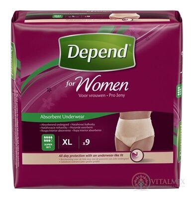 DEPEND SUPER XL pre ženy naťahovacie nohavičky 1x9 ks