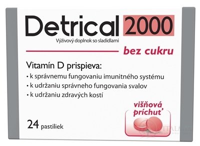 Detrical 2000 Vitamín D s príchuťou višňa pastilky 1x24 ks