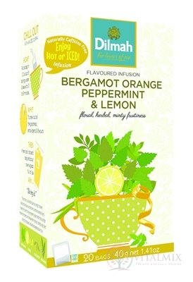 Dilmah BERGAMOT ORANGE PEPPERMINT & LEMON ovocný čaj, nálevové vrecúška 20x2 g (40 g)
