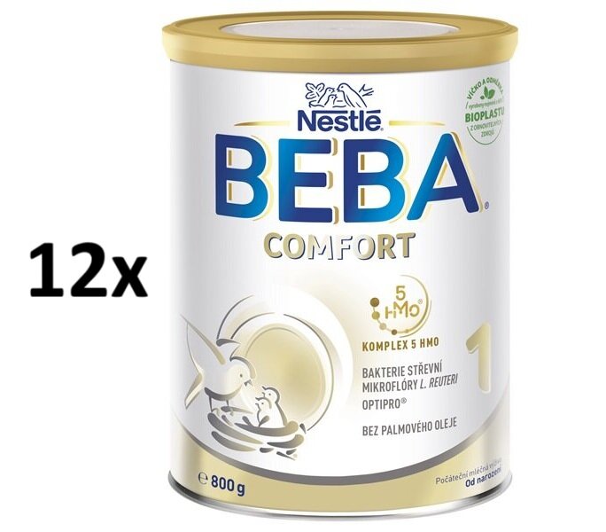 BEBA COMFORT 1, 5HMO, počiatočné dojčenské mlieko, 800 g, balenie 12×800 g od narodenia