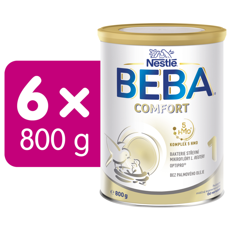BEBA COMFORT 1, 5HMO, počiatočné dojčenské mlieko, 800 g, 6ks