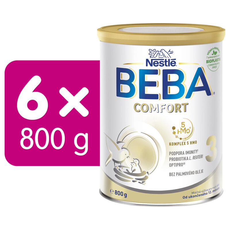 BEBA COMFORT 3, 5HMO, mliečna výživa pre malé deti, 6 × 800 g