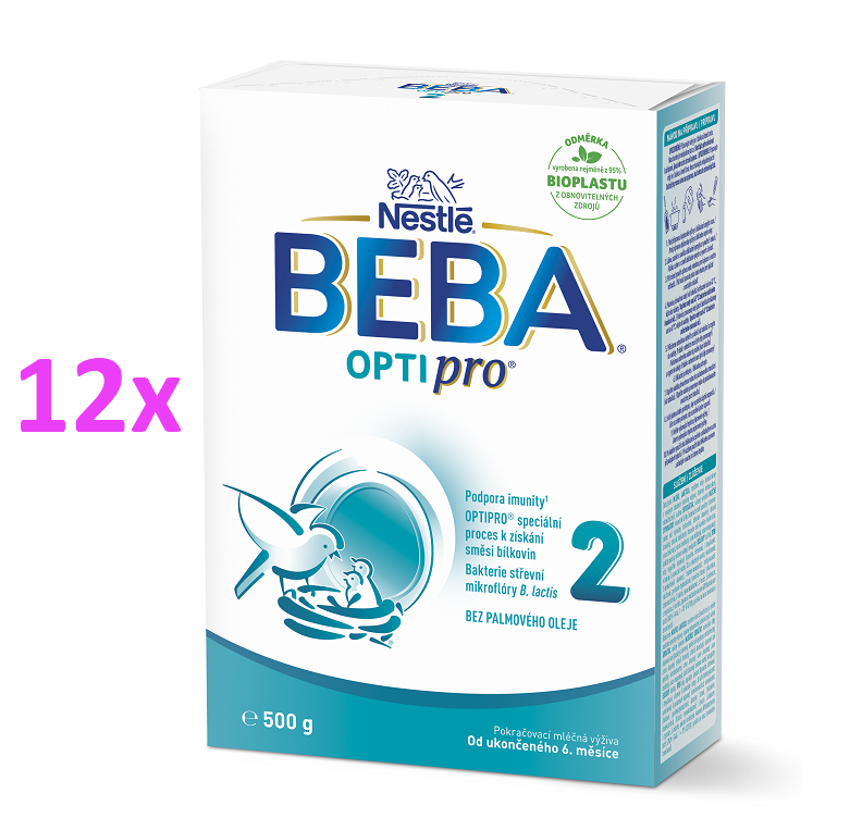 BEBA OPTIPRO® 2 následné dojčenské mlieko, 500 g, 12ks