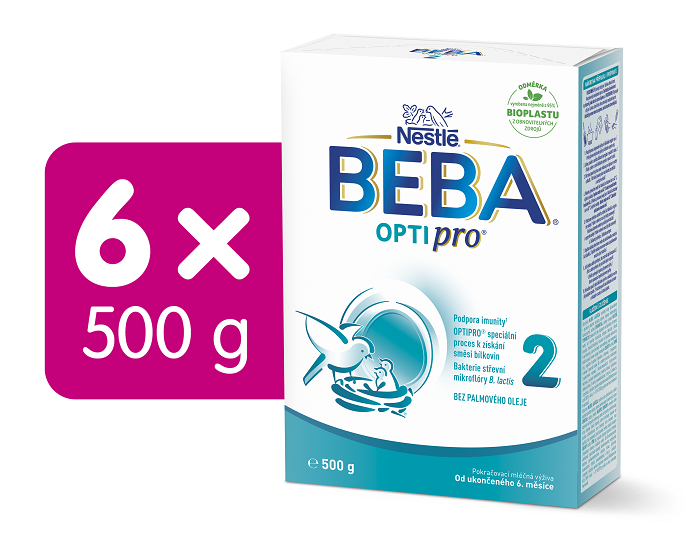 BEBA OPTIPRO® 2 následné dojčenské mlieko, 500 g, 6ks