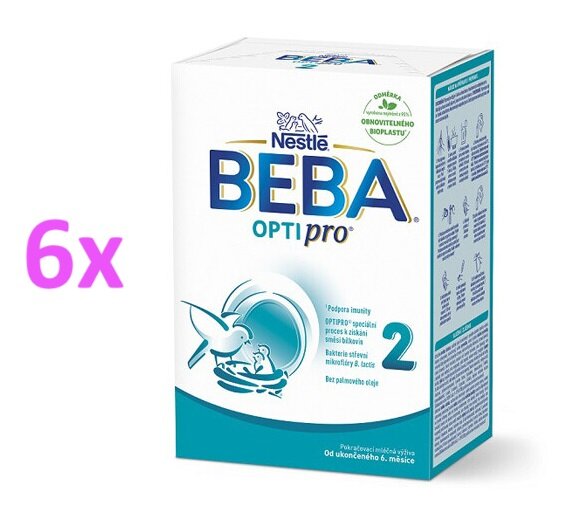 BEBA OPTIPRO® 2 následné dojčenské mlieko, 500 g, 6ks