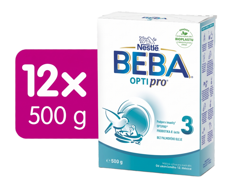 BEBA OPTIPRO® 3 mlieko pre batoľatá, 500 g, 12ks