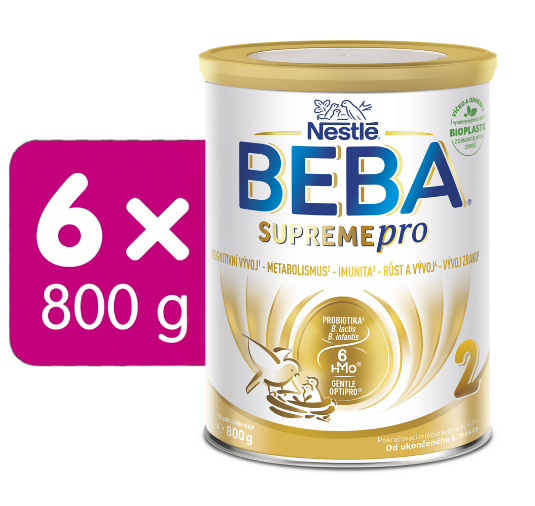 BEBA SUPREMEpro 2, 6 HMO, následné dojčenské mlieko, 6x800G