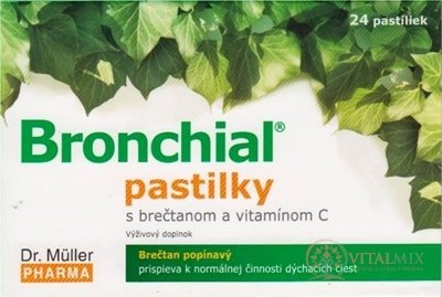 Dr. Müller BRONCHIAL pastilky s brečtanom a vitamínom C, 1x24 ks