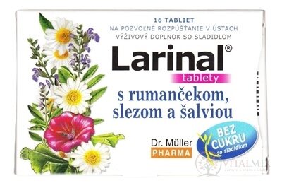 Dr. Müller LARINAL s rumančekom, slezom a šalviou tbl bez cukru, so sladidlom 1x16 ks