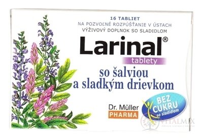 Dr. Müller LARINAL so šalviou a sladkým drievkom tbl bez cukru, so sladidlom 1x16 ks