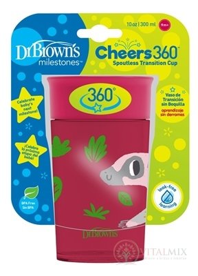 Dr.BROWN´S HRNČEK CHEERS JUNGLE 300 ml 9M+, červený, 360°, bez držadiel 1x1 ks