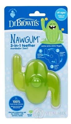 Dr.BROWN´S HRYZADLO NAWGUM 3M+, zelený kaktus, 1x1 ks