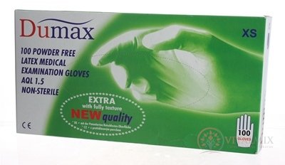 DUMAX RUKAVICE latexové  vyšetrovacie nesterilné bez púdru, veľkosť XS; 1x100 ks