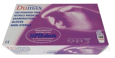 DUMAX RUKAVICE nitrilové vyšetrovacie nesterilné bez púdru, veľkosť L, modré, 1x100 ks