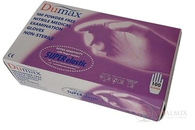 DUMAX RUKAVICE nitrilové vyšetrovacie nesterilné bez púdru, veľkosť M, modré, 1x100 ks