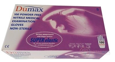 DUMAX RUKAVICE nitrilové vyšetrovacie nesterilné bez púdru, veľkosť S, modré, 1x100 ks