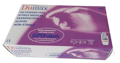 DUMAX RUKAVICE nitrilové vyšetrovacie nesterilné bez púdru, veľkosť XS, modré, 1x100 ks