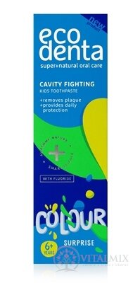 EcoDenta KIDS CAVITY FIGHTING COLOUR surprise detská zubná pasta (od 6 rokov) 1x75 ml