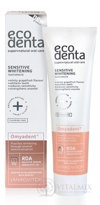 EcoDenta SENSITIVE WHITENING bieliaca zubná pasta na citlivé zuby, s omyadentom 1x100 ml