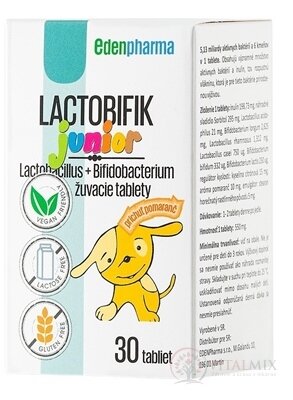 EDENPharma LACTOBIFIK Junior žuvacie tablety, príchuť pomaranč 1x30 ks