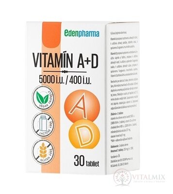EDENPharma VITAMÍN A + D3 (5000 I.U./ 400 I.U.) tbl 1x30 ks
