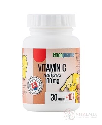 EDENPharma VITAMÍN C 100 mg príchuť jahoda tbl 30+10 zadarmo (40 ks)