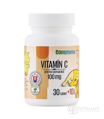 EDENPharma VITAMÍN C 100 mg príchuť pomaranč tbl 30+10 zadarmo (40 ks)