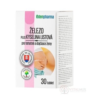 EDENPharma ŽELEZO PLUS KYSELINA LISTOVÁ tbl pre tehotné a dojčiace ženy 1x30 ks