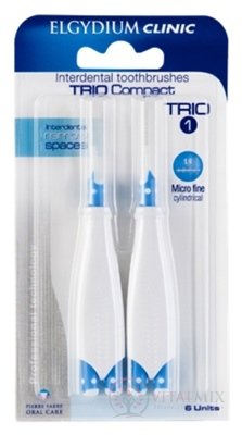 ELGYDIUM CLINIC Trio COMPACT - TRIO 1 medzizubné kefky v držiaku (modré 1,9 mm) 1x6 ks