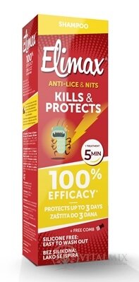Elimax šampón proti všiam a hnidám s hrebeňom, 1x100 ml