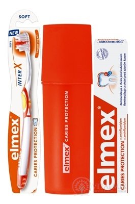 ELMEX CARIES PROTECTION SADA S PÚZDROM zubná pasta 75 ml + zubná kefka 1 ks + puzdro ZDARMA, 1x1 set