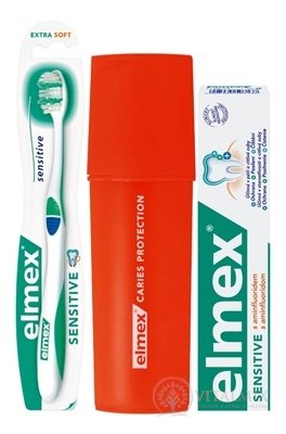 ELMEX SENSITIVE SADA S PÚZDROM zubná pasta 75 ml + zubná kefka 1 ks + puzdro ZDARMA, 1x1 set