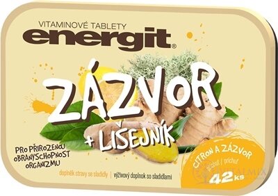 energit ZÁZVOR + LIŠAJNÍK vitamínové tablety s príchuťou citrón a zázvor 1x42 ks