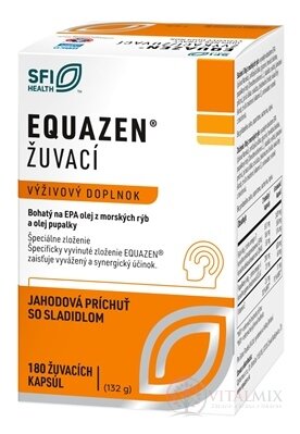 EQUAZEN žuvacie cps s jahodovou príchuťou (EPA olej z rýb a olej pupalky)1x180 ks