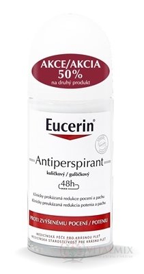 Eucerin Deo Guľôčkový antiperspirant roll on 2x50 ml (-50% na druhý produkt, zľava) 1x1 set