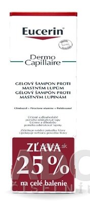 Eucerin DermoCapillaire Gélový Šampón mastné lupiny, 2x250 ml (1+1 PROMO 2020, zľava) 1x1 set