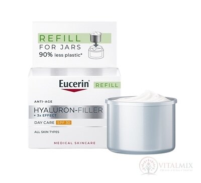 Eucerin HYALURON-FILLER+3xEFFECT Denný krém REFILL SPF30, všetky typy pleti, anti-age, náhradná náplň 1x50 ml